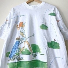 Vintage 90’s PGA Tour Golf So Many Greens AOP Art White Tee Shirt