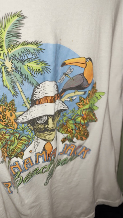 vintage 90s Rare PANAMA JACK Tucan BEACH T-Shirt Large Single Stitch 🌴🕶️