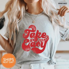 Take It Easy Bohemian Comfort Tee Retro Vintage Style Relaxed