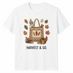 Harvest & Go Autumn Thanksgiving Market Tote Bag Fall Leaves Cornucopia T-shirt