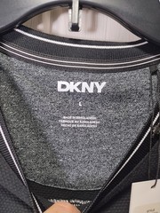 DKNY Jupiter Color Block Shirt Men’s L Stretch Short Sleeve Black White NWT
