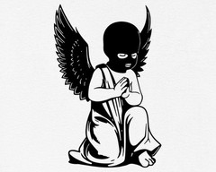 Praying Angel Cherub Ski Mask Wings Graphic T-Shirt