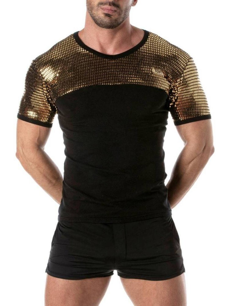 TOF Paris Glitter Party T-Shirt: Disco Reflective, Round Neck, Short Sleeve