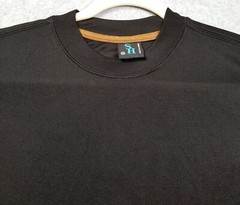 SH T Shirt Men’s Medium Solid Black Short Sleeve Crewneck Ribbed Stretch Smooth