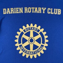 Vtg Augusta Sportswear Navy Blue Ringer V-Neck T Shirt Darien Rotary Club 90s