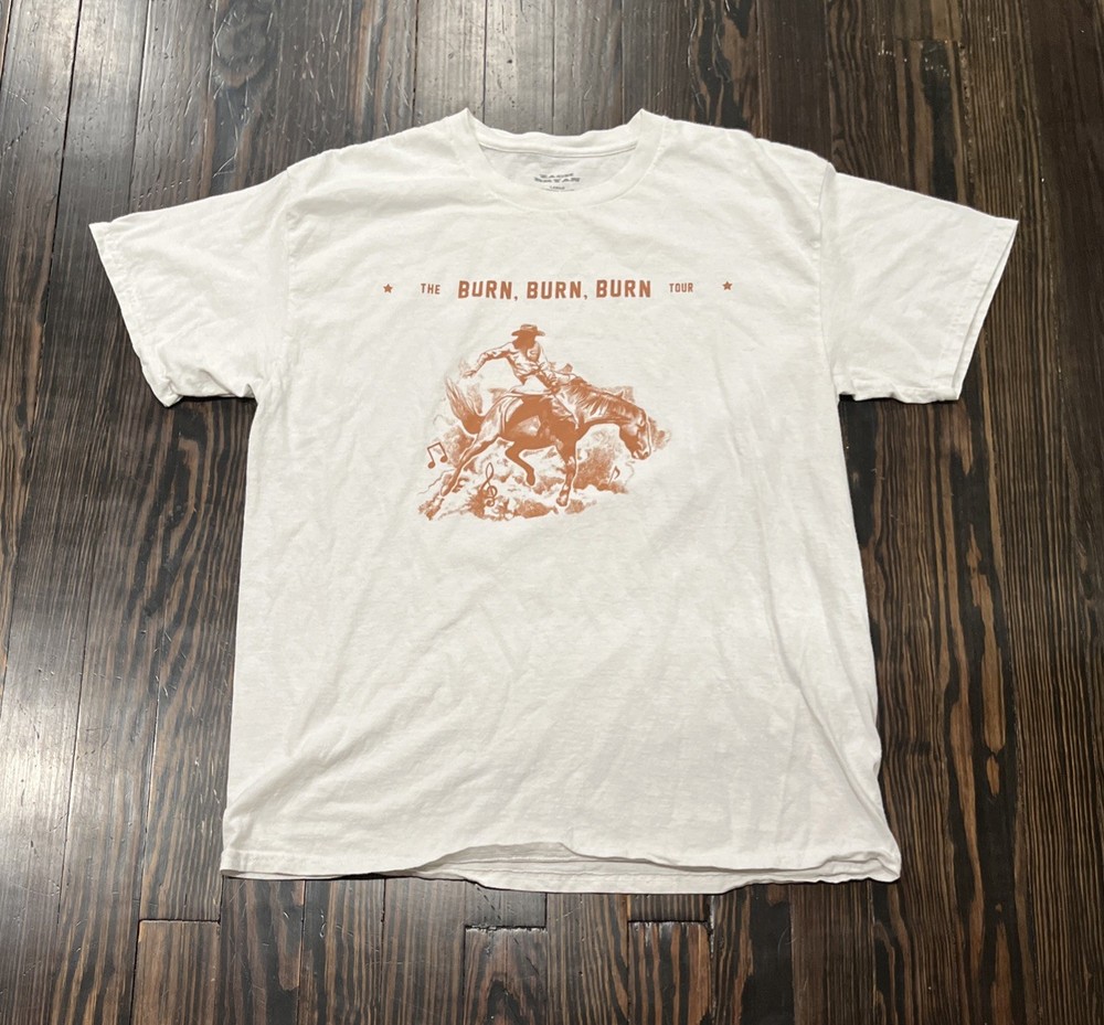 Zach Bryan The Burn Burn Burn Tour T Shirt Men’s Large White Cotton