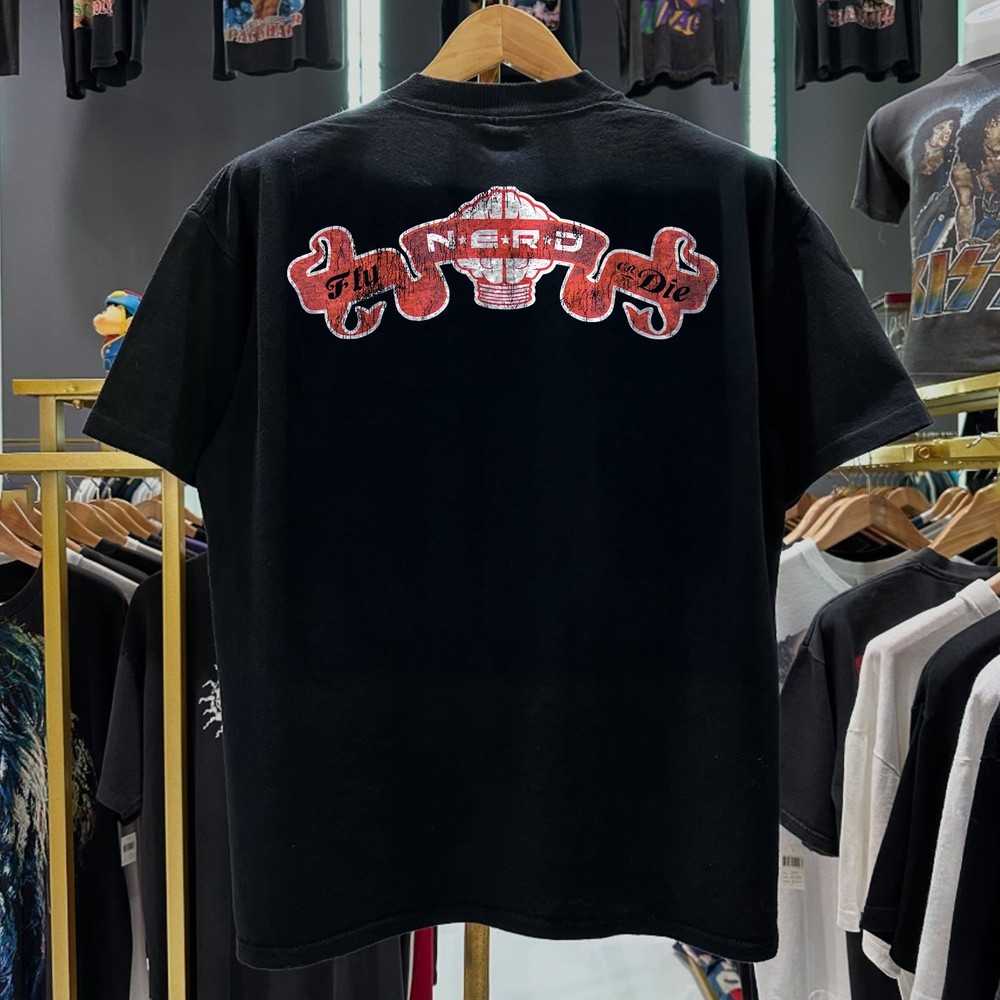 2004 N E R D Fly Or Die Washed T-Shirt Black M