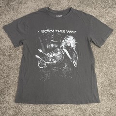 Lady Gaga Shirt Mens XL Gray Born This Way Graphic Tee Motorcycle Album Art