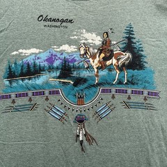 Vintage Signal Okanagan Washington T-Shirt Large Green Native American Retro USA