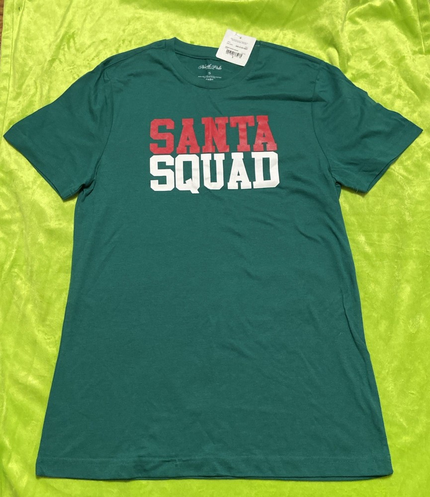 Christmas T-shirt Santa Squad Green Size Small New With Tags