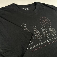 Travis Mathew Shirt Mens XL Black Always On Holiday Christmas Beer Graphic Tee