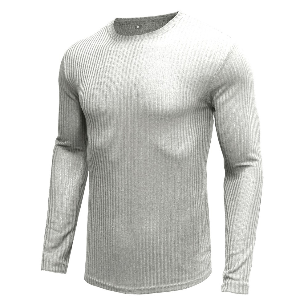 Zonbailon men’s t-shirt solid color breathable slim fit base shirt long sleeve