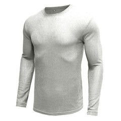 Zonbailon men’s t-shirt solid color breathable slim fit base shirt long sleeve
