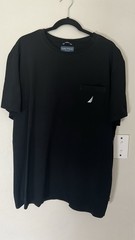 Nautica Deck T-Shirt Mens XXL Black Active Stretch Pocket Crewneck Cotton Tee
