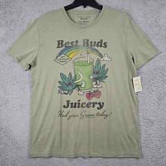 Lucky Brand Ganja Shirt Mens Large L Green Cannabis Weed Distressed Retro NWT B
