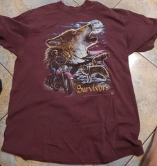 Vintage 1980s T-shirt Biker Motorcycle Graphic USA Made Maroon Size Large VG