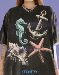 Seahorse Starfish Seashell Anchor Marine Ocean Comfort Tee