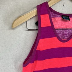 Vintage Sporty 80s 90s Tank Top Sport Stripes BRIGHT NEON Extra Small 32×22