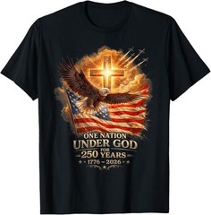 Christian Cross Eagle American Flag Anniversary Men Women T-Shirt