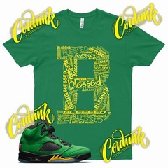 Green BE BLESSED T Shirt for J1 5 Oregon Ducks Apple Green Elevate Yellow