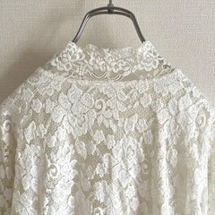 White lace design top, floral pattern, sheer sleees, spring clothing