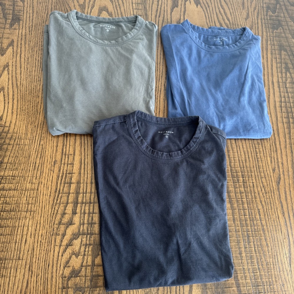 MOTT & BOW Mens Crew Neck T-Shirt Medium Peru Cotton Short Sleeve Lot of 3