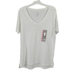 Members Mark Short Sleeve V-Neck Tee, White, Size S, NWT #BundleAndSave