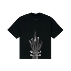 Superior Bling Skeleton Hand Diamond Bracelet Printed Black T-Shirt