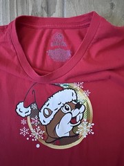 BUC-EE’S CHRISTMAS 2023 Americana Tee Shirt Red Sz Lg Holiday Festive Beaver