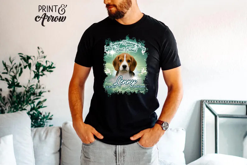 Custom Pet Memorial Photo Comfort Tee Shirt Personalized Dog Cat Loss