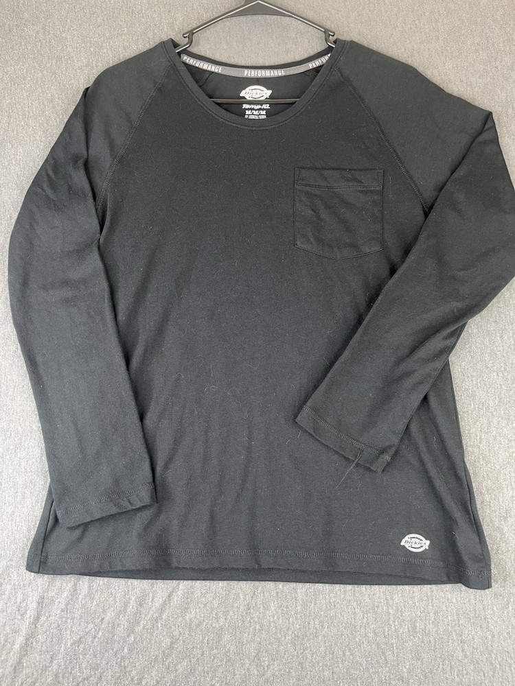 Dickies Temp-iQ Long Sleeve Shirt Black Mens Medium Performance Pocket Tee