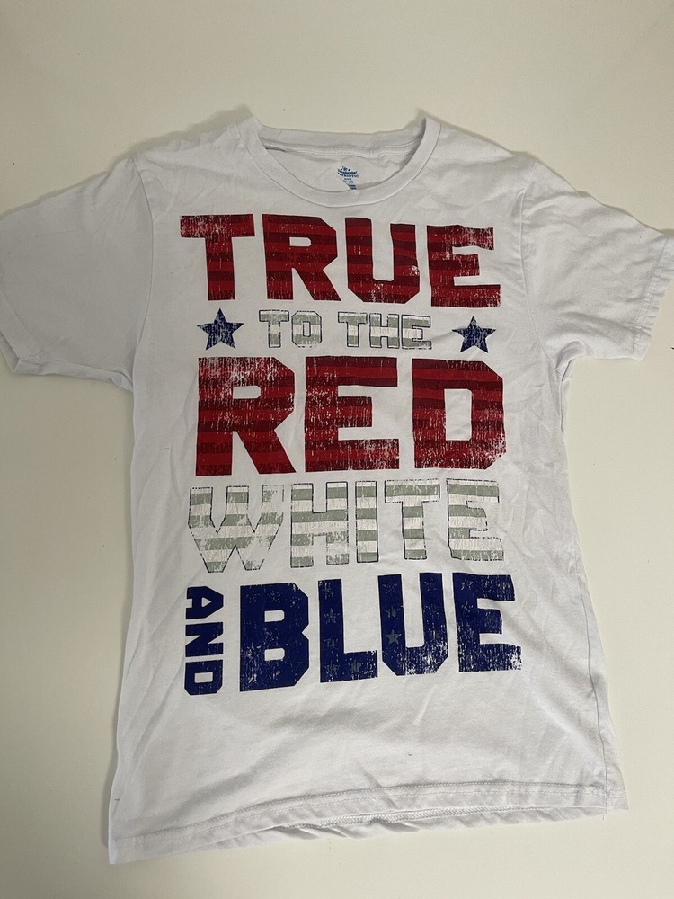 Way to Celebrate Americana True Red White Blue T-Shirt Size S/CH 34-36