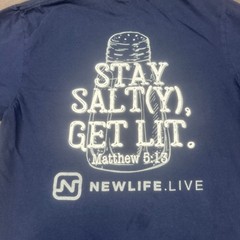 Gildan Mens Stay Salty Get Lit Christian T-Shirt Small Navy Blue Matthew 5:13
