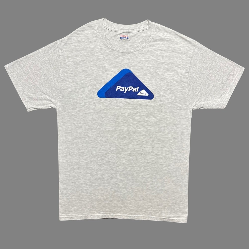 2012 PayPal Here T Shirt Mens Medium M Gray Beefy-T QR Code Corporate Tech Promo