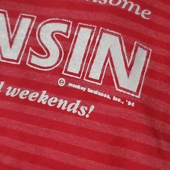 Vintage Wisconsin Shirt Mens 2XL Red Striped 90s Fishing School Hopeus Catchsome