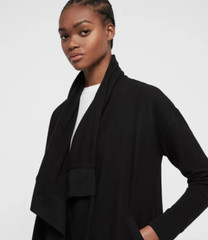 All Saints Drape Brushed Jacket Black Designer Open Front Pockets Waterfal Front