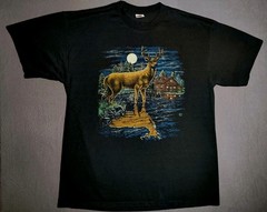 1996 LSJ Sportswear Cotton Grove Designs Deer Winter Scene Tshirt USA Sz XL