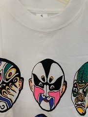 New Vintage Japanese Mask tee shirt size Small 6 Masks White with Colorful Masks