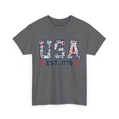 Floral Pattern Patriotic USA Shirt – 4th of July Graphic Tee Women Vintage