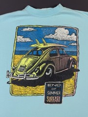 Rare Vintage 90s End Of Summer Surfari Beetle Beach Surf Nature XL Tee Art