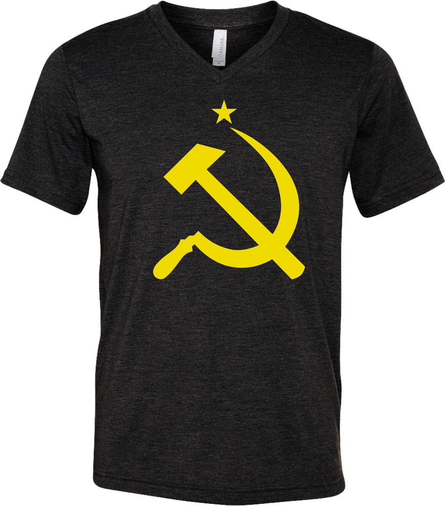 Buy Cool Shirts Soviet Union T-shirt Yellow Hammer and Sickle Tri Blend V-Neck