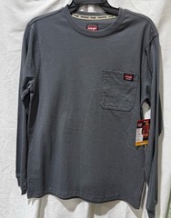 NEW Wrangler Workwear Long Sleeve Pullover Pocket Tshirt Gray Men’s Size Small