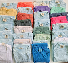 31 Mens L, T Shirts Tees – Various Colors – Ring Spun, Garment Dyed, w/ Flaws