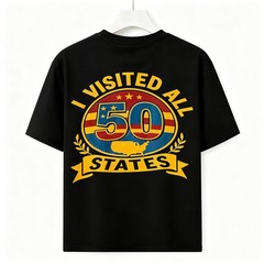 Unisex 2-Sided I Visited All 50 States Vintage Map Tee Graphic Road Trip T-Shirt