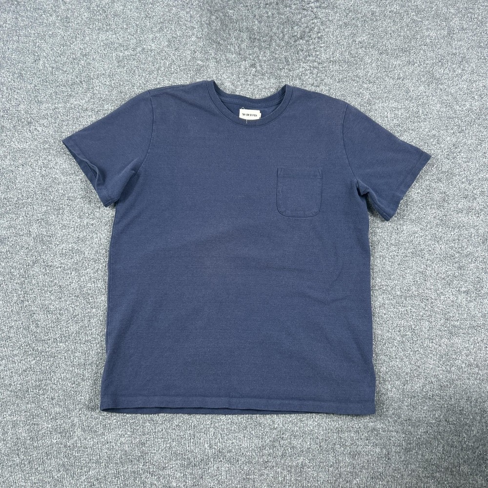Taylor Stitch Shirt Mens 44 Blue Pocket Tee Recycled Cotton Blend Crewneck