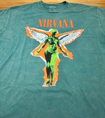 Nirvana In Utero T-Shirt Mens XL Faded Green Grunge Kurt Cobain Band Tee 2021