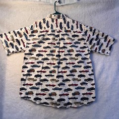 Knights of Round Table mens XL white shirt vintage classic car graphic cotton