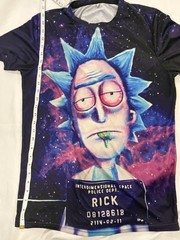 Rick and Morty Galaxy Graphic T-Shirt Unisex Medium Black All Over Print Tee
