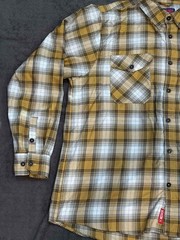 DIXXON Lager Flannel Men 2XL XXL Brown Plaid Pleated Button Up Biker Brew