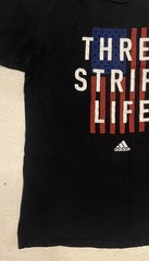 Adidas Go-To Tee Shirt Three Stripe Life Mens M Black USA American Flag
